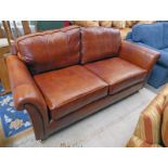 DERWENT BROWN LEATHER SETTEE Condition Report: Overall good condition.