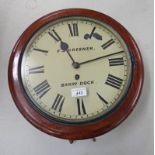 MAHOGANY CIRCULAR WALL CLOCK BY F.J.