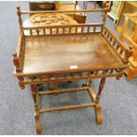 MAHOGANY SIDE TABLE WITH GALLERY BACK