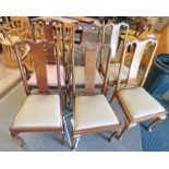 SET OF 6 EARLY 20TH CENTURY MAHOGANY DINING CHAIRS ON QUEEN ANNE SUPPORTS INCLUDING ARMCHAIRS