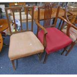 19TH CENTURY MAHOGANY CHAIR & LATE 19TH CENTURY MAHOGANY ARMCHAIR