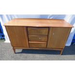 MCINTOSH OF KIRKCALDY TEAK SIDEBOARD WITH 3 DRAWERS & 2 PANEL DOORS 93CM TALL X 146CM WIDE