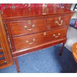 19TH CENTURY MAHOGANY CHEST ON STAND WITH 2 SHORT OVER 1 LONG DRAWER ON SQUARE SUPPORTS