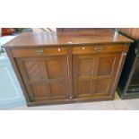 PINE SIDE CABINET OF 2 DRAWERS OVER 2 PANEL DOORS ON PLINTH BASE