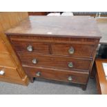 LATE 19TH CENTURY MAHOGANY CHEST OF 2 SHORT OVER 2 LONG DRAWERS - 87.