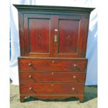 19TH CENTURY LINEN PRESS WITH INLAID DECORATION,