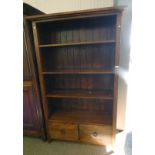 OAK BOOKCASE WITH SHELVES & 2 DRAWERS BELOW WIDTH 107 CMS