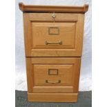 OAK 2 DRAWER FILING CABINET 70CM TALL