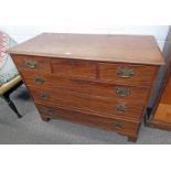 19TH CENTURY MAHOGANY CHEST OF DRAWERS WITH 3 SHORT OVER 3 LAY DRAWERS ON BRACKET SUPPORT WIDTH