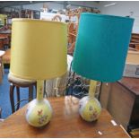 PAIR OF CONTINENTAL PORCELAIN TABLELAMPS Condition Report: Both have wear to the