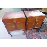 2 MAHOGANY CABINETS WITH SINGLE DRAWER OVER 2 PANEL DOORS ON SHAPED SUPPORTS Condition