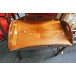 MAHOGANY BUTLERS TRAY WITH FOLD DOWN SIDES & SQUARE SUPPORTS HEIGHT 57CM Condition