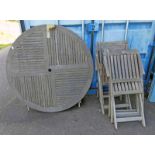 HARDWOOD FOLDING GARDEN TABLE & 4 FOLDING CHAIRS