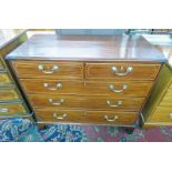 LATE 19TH/EARLY 20TH CENTURY INLAID MAHOGANY CHEST OF 2 SHORT OVER 3 LONG DRAWERS ON BRACKET