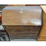 LATE 19TH CENTURY MAHOGANY FALL FRONT BUREAU ON BRACKET SUPPORTS