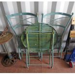 PAINTED METAL FOLDING CIRCULAR GARDEN TABLE & 2 MATCHING CHAIRS Condition Report:
