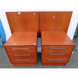 PAIR OF LATE 20TH CENTURY TEAK BEDSIDE CHEST OF 3 DRAWERS