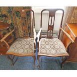 2 EARLY 19TH CENTURY ARTS & CRAFTS STYLE ARMCHAIR WITH DECORATIVE BOXWOOD AND MOTHER OF PEARL INLAY