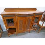 LATE 19TH CENTURY WALNUT SIDE CABINET WITH BOW FRONT,