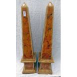 PAIR OF 21ST CENTURY OBELISKS 81CM TALL Condition Report: Pressed wood construction.