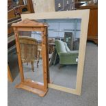 PINE FRAMED MIRROR WITH SHELF & RECTANGULAR MIRROR SIZE 74 X 100 CMS