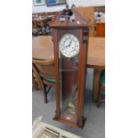 MAHOGANY CASED GERMAN WALL CLOCK - 128CM LONG Condition Report: Does have weights no