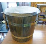 BRASS BOUND LIDDED TUB BY DRUMMOND WOODWARE,