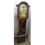 MAHOGANY LONGCASE CLOCK WITH BRASS DIAL - 18 CM TALL