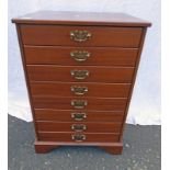 MAHOGANY CHEST OF 3 DRAWERS ON BRACKET SUPPORTS 79CM TALL