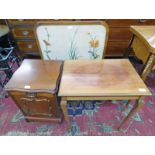 EARLY 20TH CENTURY MAHOGANY CABINET WITH SHAPED TOP & FALL FRONT HEIGHT 54CM,