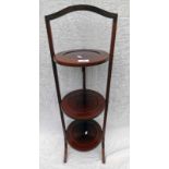 INLAID MAHOGANY 3 TIER CAKESTAND