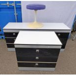 LATE 20TH CENTURY WHITE & BLACK DRESSING TABLE & STOOL