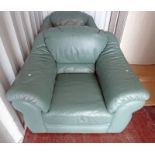 3 PIECE GREEN LEATHER SUITE