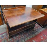 MAHOGANY CABINET WITH ADJUSTABLE TOP OVER 2 DRAWERS.