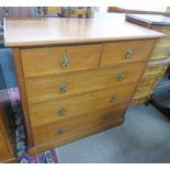 EARLY 20TH CENTURY WALNUT CHEST OF 2 SHORT OVER 2 LONG DRAWERS ON PLINTH BASE - 108CM WIDE