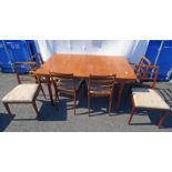 LATE 20TH CENTURY TEAK EXTENDING DINING TABLE & SET OF 6 TEAK DINING CHAIRS