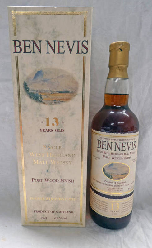 1 BOTTLE BEN NEVIS PORT WOOD FINISH 13 YEAR OLD SINGLE MALT WHISKY, DISTILLED 1990 - 70CL, 61.