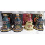SELECTION OF 4 BELL'S WHISKY DECANTERS TO INCLUDE CHRISTMAS 1992, 1993, 1995, 1996 - ALL 70CL,