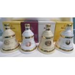 SELECTION OF 4 BELL'S WHISKY DECANTERS TO INCLUDE CHRISTMAS 2000, 2006, 2008, 2009 - ALL 70CL,