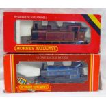 TWO HORNBY OO GAUGE LOCOMOTIVES INCLUDING R057 CALEDONIAN 0-4-0 SADDLE TANK TOGETHER WITH R052 LMS
