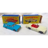 TWO MATCHBOX LESNEY SERIES MODEL VEHICLES INCLUDING NO 27 MERCEDES BENZ 230SL TOGETHER WITH NO 42