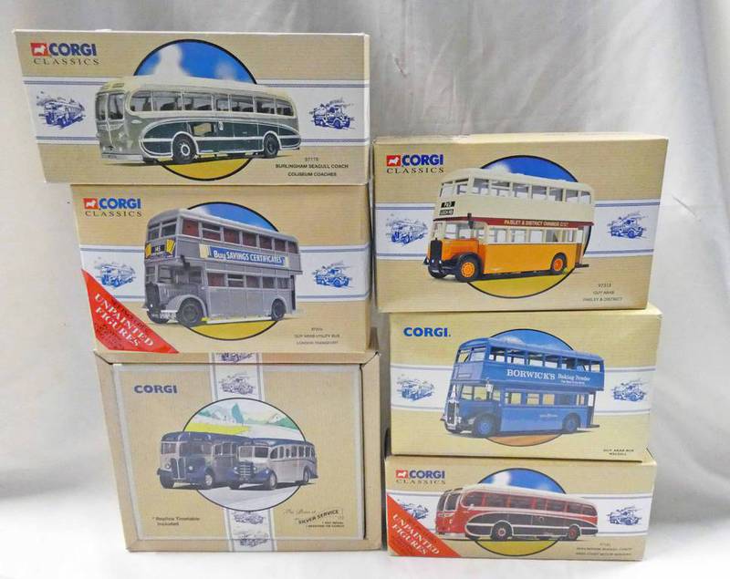 SIX CORGI MODEL BUSES INCLUDING 97209 - GUY ARAB,