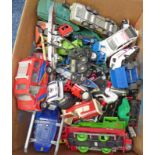 SELECTION OF PLAYWORN CORGI, MATCHBOX, MAJORETTE ETC MODEL VEHICLES INCLUDING LANCIA RALLY CAR,