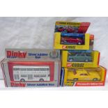 FOUR CORGI & DINKY MODEL VEHICLES INCLUDING MINI MARCOS GT 850, ROVER 2000 TC,