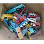 SELECTION OF PLAYWORN DINKY, CORGI ETC MODEL VEHICLES INCLUDING ROLLS ROYCE SILVER WRAITH,