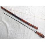 LATE 19TH CENTURY CARVED BAMBOO SWORD STICK WITH 66.