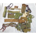 A GOOD SELECTION OF VARIOUS BRITISH MILITARY WEBBING, POST WW2 TO INCLUDE GAITERS, PISTOL HOLSTER,