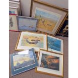 6 FRAMED PRINTS OF NAVAL & RAF SCENES TO INCLUDE ' THE DAMBUSTERS' BY FRANK WOOTTON 794/850,