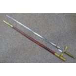 MASONIC SWORD WITH 81CM LONG ETCHED BLADE BY SPENCER & CO,
