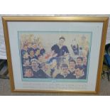 GILT FRAMED PRINT SIGNED IN PENCIL BY RONNIE BROWN,